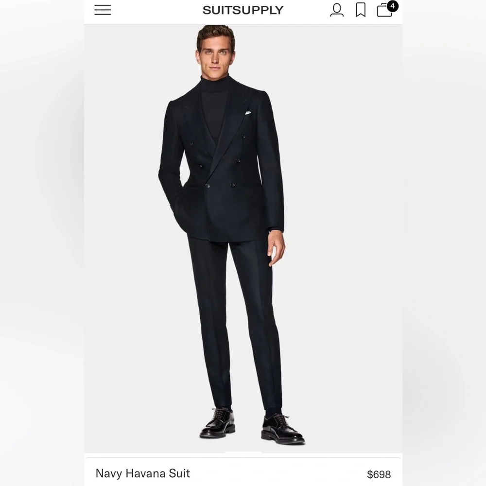 SUIT SUPPLY HAVANA DOUBLE BREASTED NAVY SUIT